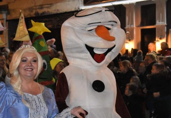 Christmas lights switch on event snowman fancy dress