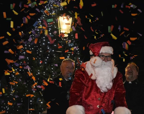 Christmas lights switch on event Santa