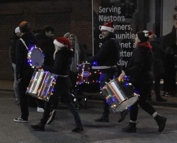 Christmas lights switch on event samba band