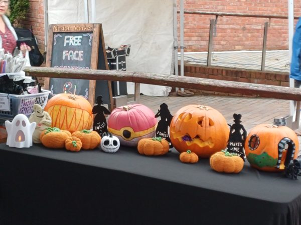 carved pumpkins display